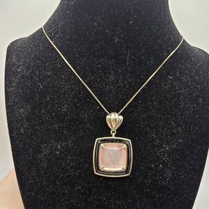 WK Whitney Kelly Signed 925 Sterling Black Onyx & Mother of Pearl Necklace